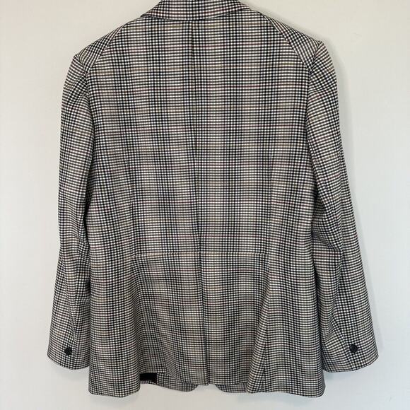 1. State Tan Black Burgundy Navy Plaid Blazer Size 10 Pockets Buttons Work Long - Picture 5 of 8